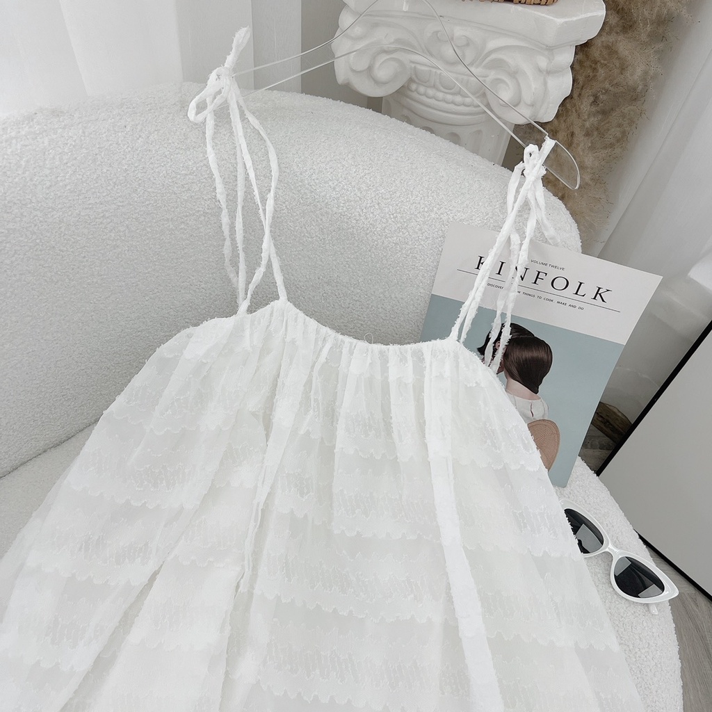 ĐẦM 2S DÂY babyDOLL dáng SUÔNG TRẮNG KHOÉT LƯNG