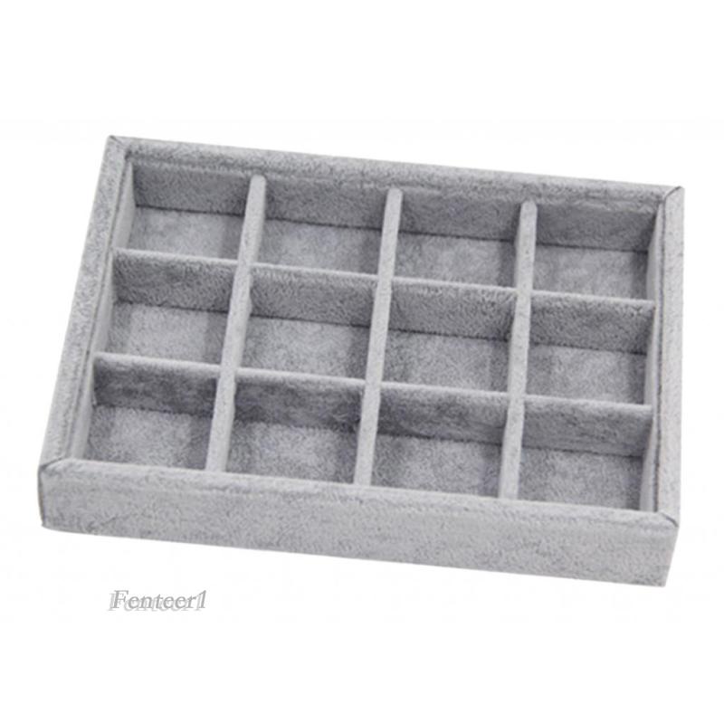 [Fenteer1] Khay Trưng Bày Trang Sức Bằng Nhung Chia Ngăn