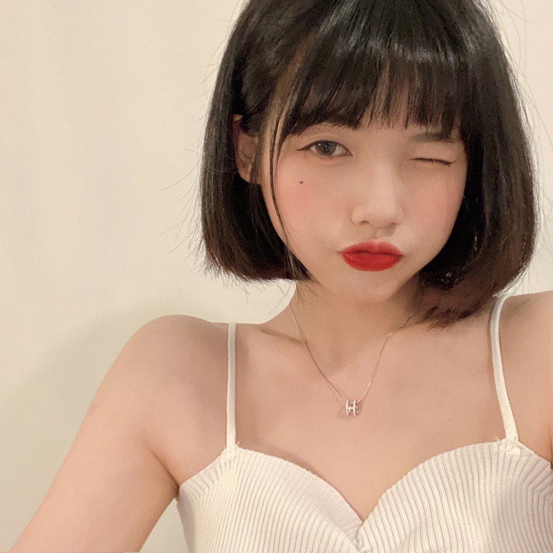 Dây chuyền mặt chữ h màu sáng đơn giản phong cách Hàn Quốc