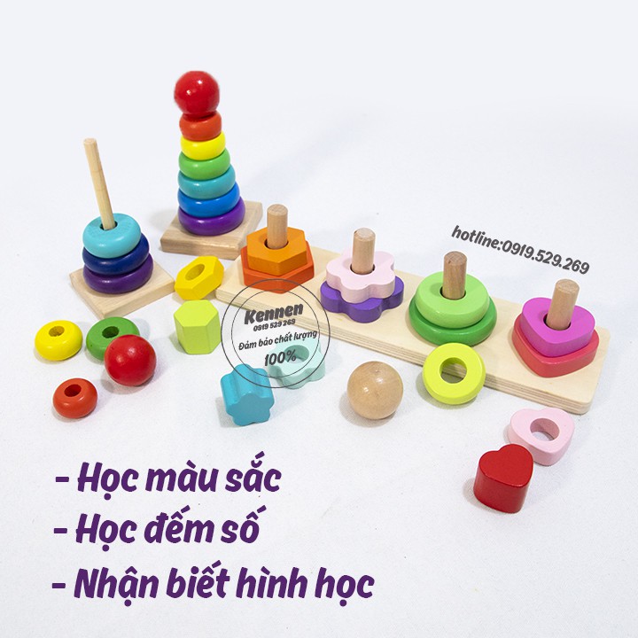 Xếp tháp cầu vồng giáo cụ montessori cho bé từ 1-3 tuổi