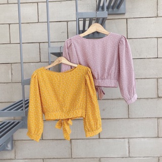 ÁO CROP CỘT NƠ LƯNG (KÈM HÌNH THẬT)
