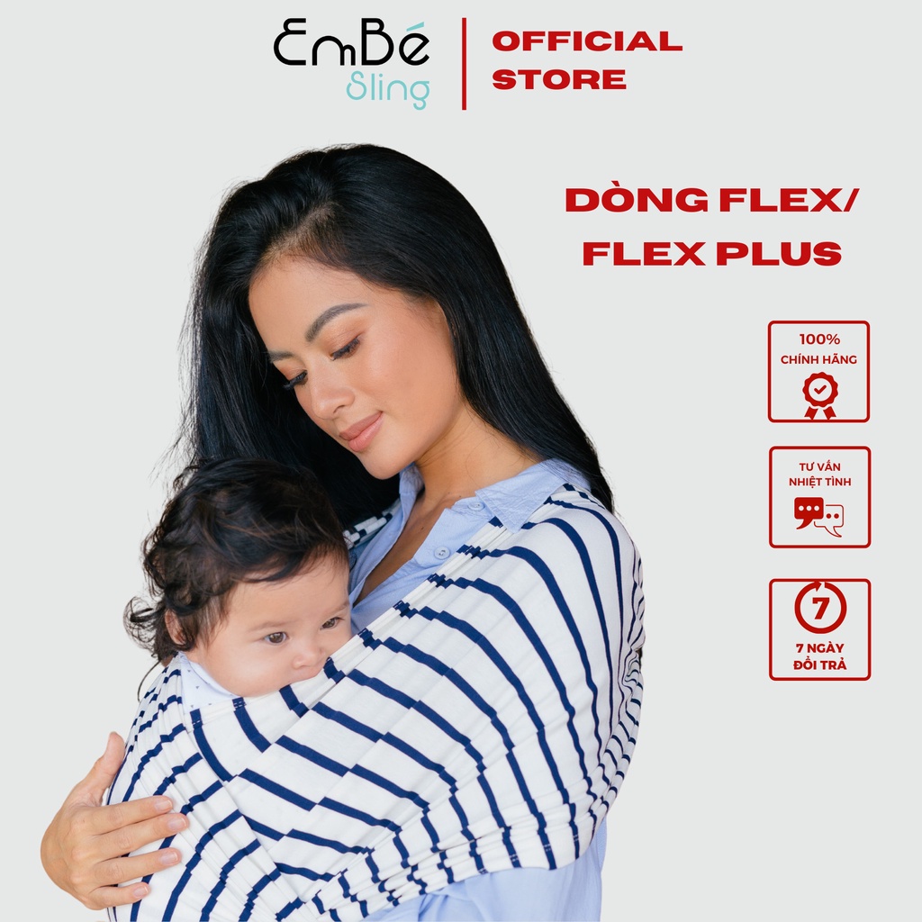 Địu Vải Cao Cấp EmBé Sling Dòng Flex Và Flex Plus Đủ Màu Cho Bé Từ 0 Đến 24 Tháng Tuổi