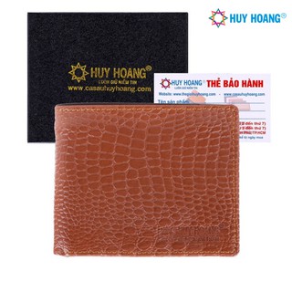 Ví nam da bò vân cá sấu nhỏ màu nâu ls2112