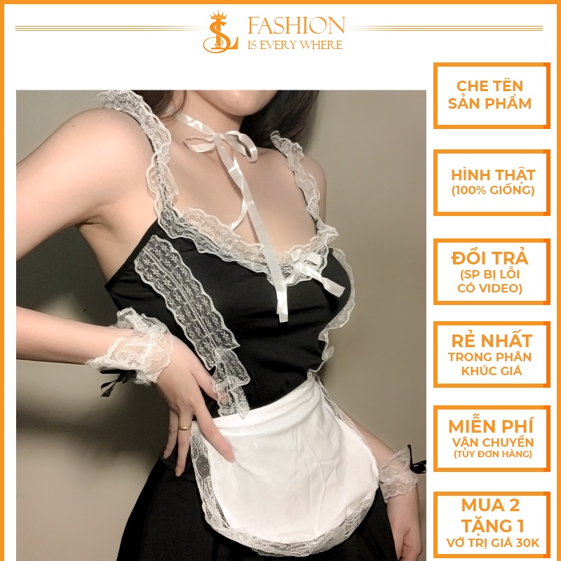 [Kèm Vớ] Set Váy Ngủ Cosplay Cô Hầu Gái Nhật Đáng Yêu Gợi Cảm | SẽyLady_SL50 [CHE TÊN SP 100%]