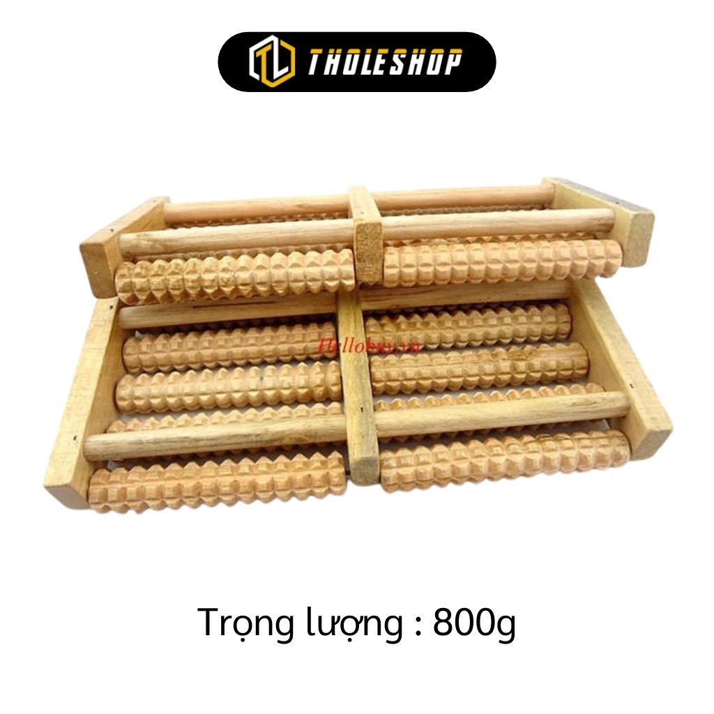 Massage Chân - Dụng Cụ Massage Lăn Chân Bằng Gỗ 5 Hàng - Bàn Lăn Mát Xa 3520