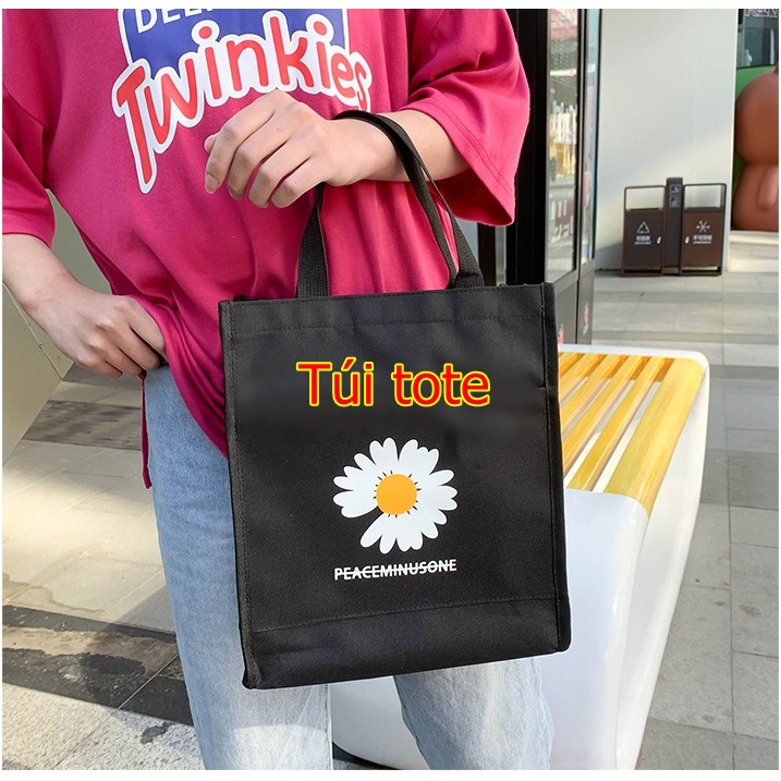 Túi tote hoa cúc giá rẻ có dây kéo