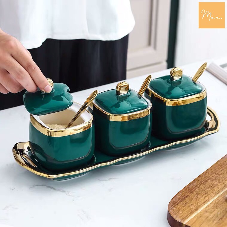 Set đựng gia vị - sứ cao cấp