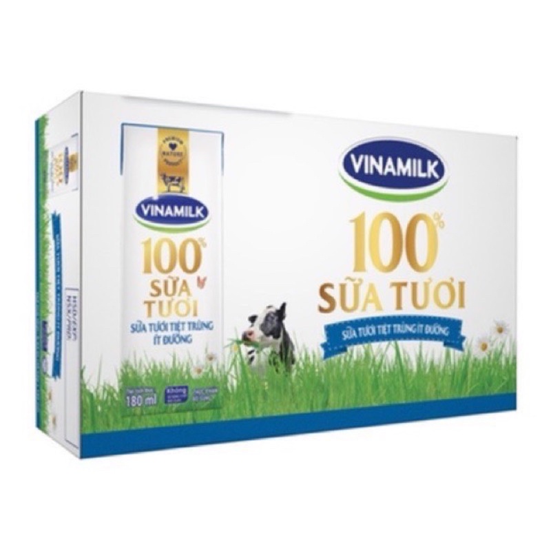 Thùng sữa tươi tiệt trùng Vinamilk ít đường hộp 180ml ( 48 hộp )