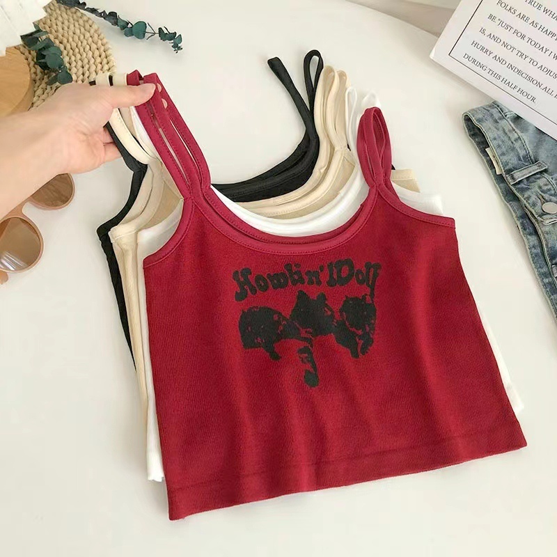 Áo Hai Dây Dệt Kim Dáng Ngắn Thời Trang Mùa Hè Quyến Rũ Cho Nữ