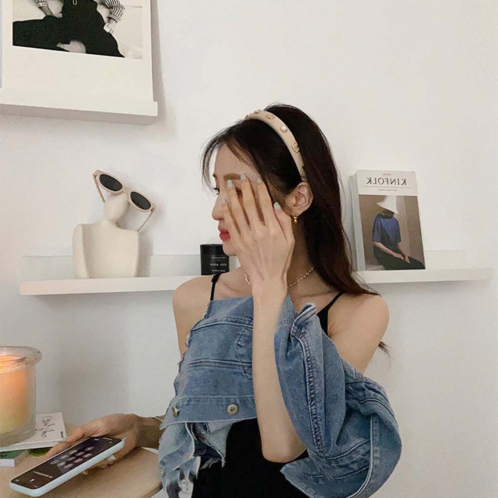 Băng đô cài tóc rửa mặt bằng da PU nhiều màu tùy chọn phong cách Hàn Quốc dành cho nữ