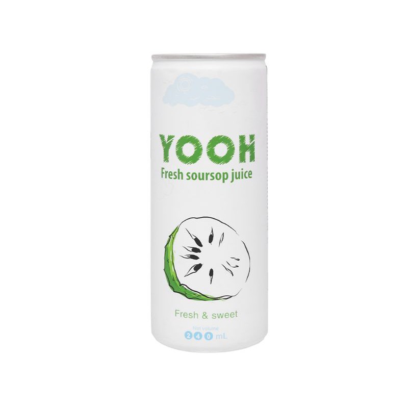 5 lon Nước mãng cầu ép Yooh 240ml