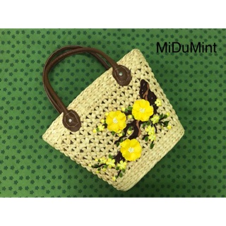 Giỏ lục bình xô quai da