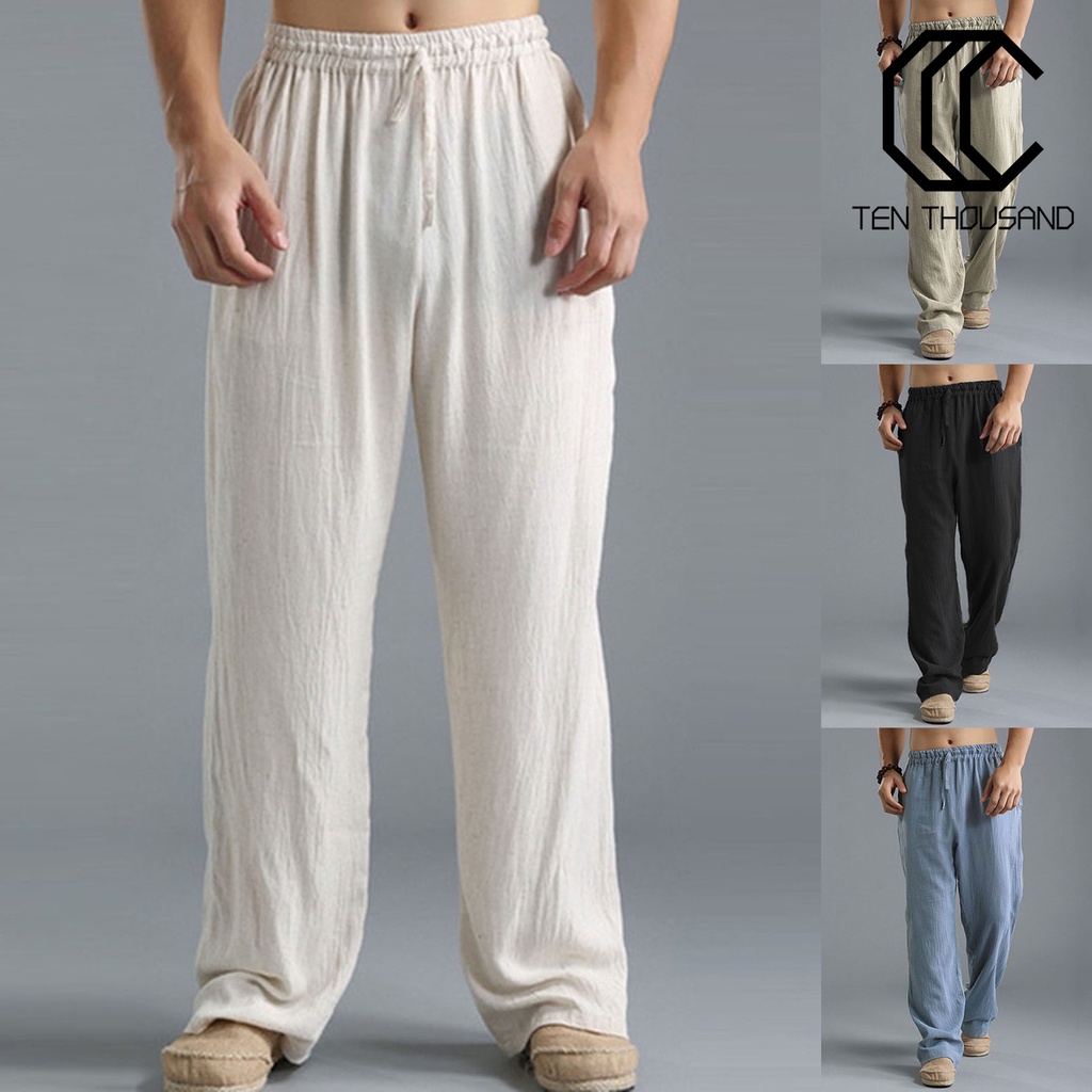 ♋Quần Dài Vải Mỏng Co Giãn Thoáng Khí Màu Sắc Đơn Giản Thời Trang Đường Phố