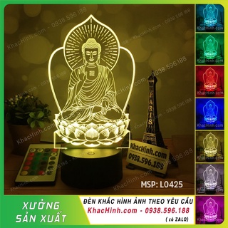Đèn thờ PHẬT A DI ĐÀ, Tranh điện thờ Phật A Di Đà, Đèn thờ phật giáo theo yêu cầu có remote đổi màu