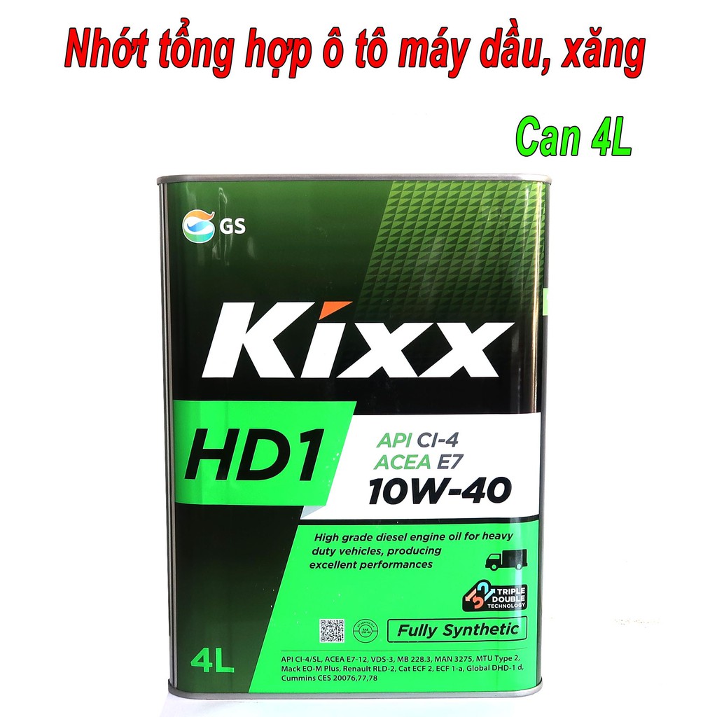 Nhớt Tổng Hợp Kixx HD1 10W40 CI-4 Nhập Khẩu Chất Lượng Cao Cho SUV, Xe Tải Máy Dầu, Xăng (4L)