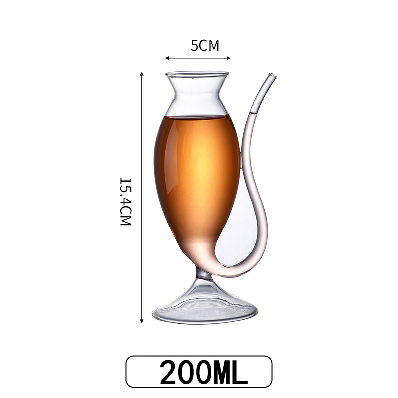 200ml Cocktail Thủy tinh Vampire Rượu Thủy tinh Nhà bếp trong suốt Độc lập bằng rơm Cốc uống nước trái cây Thủy tinh Đồ uống