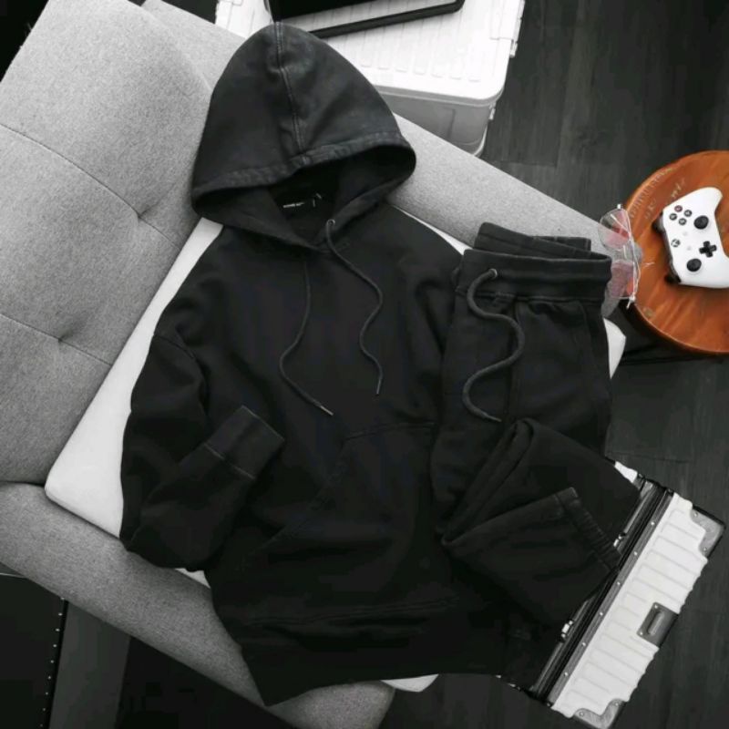 Bộ Nỉ Nam Dài - Đồ Bộ Nam Thể Thao Nỉ Cotton Trơn Cao Cấp Thu Đông - Set Đồ Bộ Nam Mặc Nhà Chất Nỉ Có Mũ Dài Tay MS59