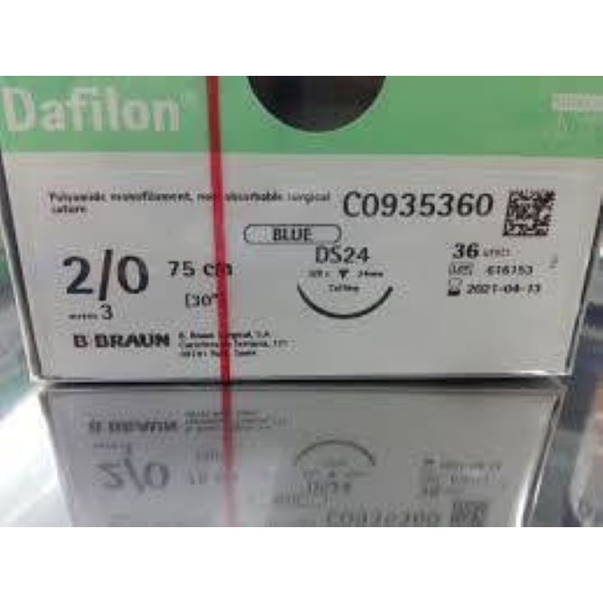 Chỉ khâu ngoài da không tiêu dafilon các số 2/0 đến 6/0