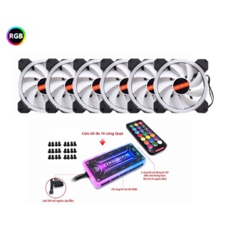 Bộ 6 quạt fan led RGB coolmoon v2 chính hãng kèm bộ điều khiển HUB có led RGB