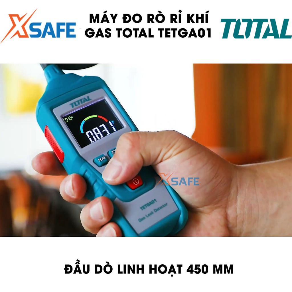 Máy đo rò rỉ khí Gas kỹ thuật số TOTAL TETGA01 màn hình LCD Thiết bị kiểm tra rò rỉ khí ga Phát hiện ngay trong 2s