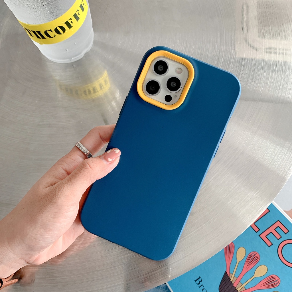 Ốp Điện Thoại Silicon Màu Trơn Chống Sốc 3 Trong 1 Cho iPhone 14 / 13 / 12 / 11 / X / 8 / 7P
