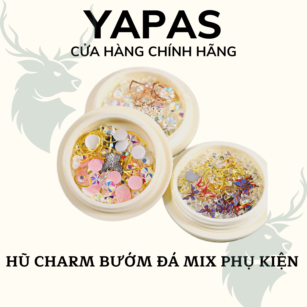 Charm bướm đá hũ mix ngũ sắc , phụ kiện sắt đá nail mix trang trí móng