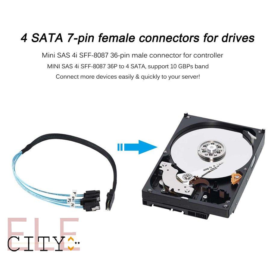 Cáp Chuyển Đổi 107ele Mini Sas 4i Sff-8087 36p 36-pin Male Sang 4 Sata 7-pin 0.5m