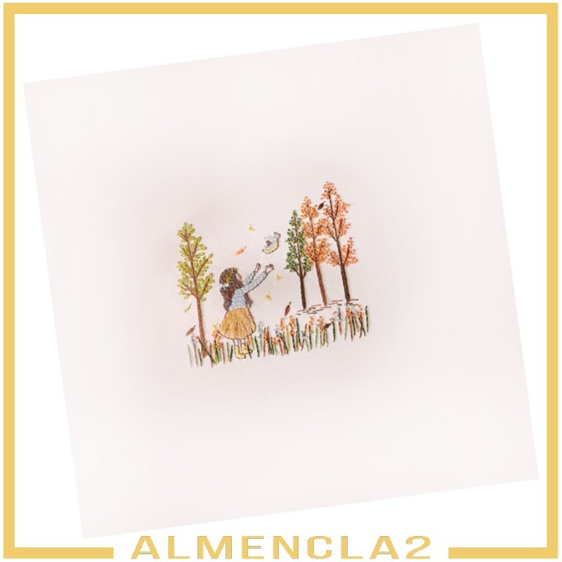 [ALMENCLA2] Stamped Embroidery Kit For Beginner Colorful Life Pattern DIY Home Decor 1
