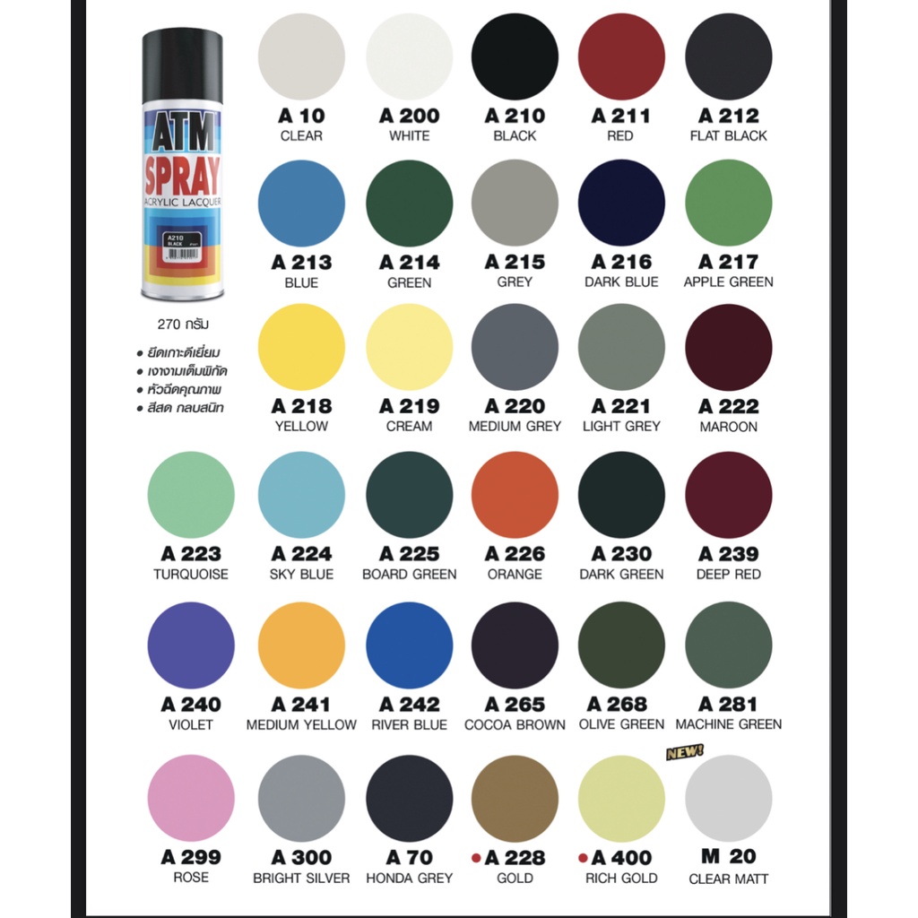 Sơn ATM spray Anti Rust Primer chống gỉ và lót tăng độ bám màu Xám A266