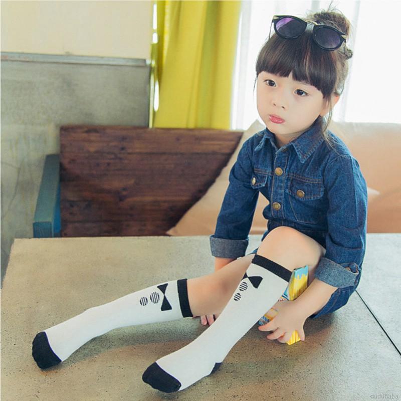 【dudubaba】Baby Kids Casual Cute Cartoon Striped Polkadot Breathable Elastic Long Socks 0~6 Years Old