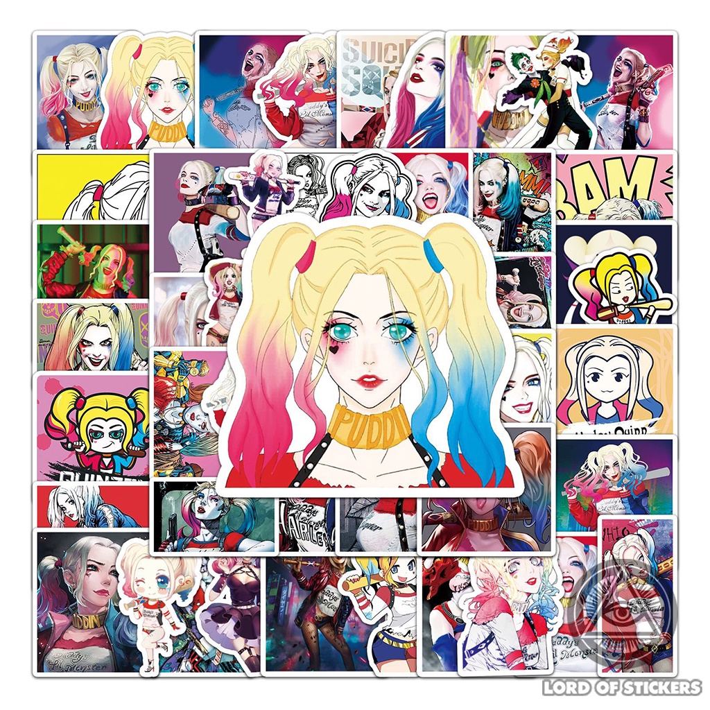 Set 52 Miếng Dán Sticker Hình Nhân Vật Harley Quinn DC Comics Chống Thấm Nước Trang Trí Mũ Bảo Hiểm, Laptop, Vali, Sổ