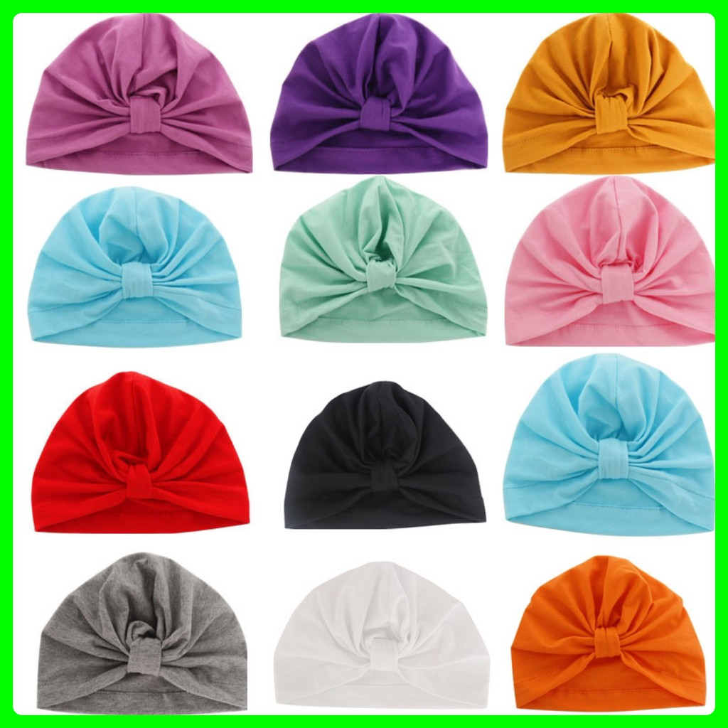 Mũ turban, mũ băng đô cotton kèm nơ dễ thương cho bé gái, nhiều màu lựa chọn - MU10