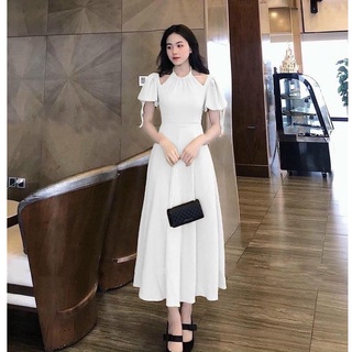 Đầm dự tiệc cổ yếm tay bồng dáng dài sang chãnh - Pandora Dress