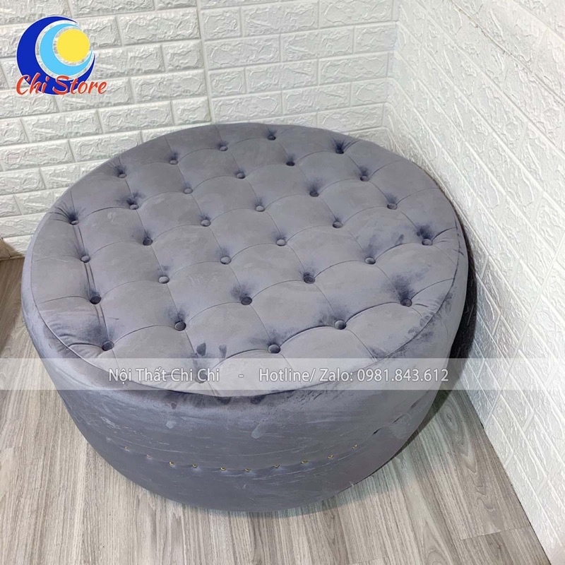 Ghế Đôn Sofa Tròn Đính Khuy Đường Kính 1M, Đôn Sofa Ngồi Chờ Tại Shop Sang Chảnh