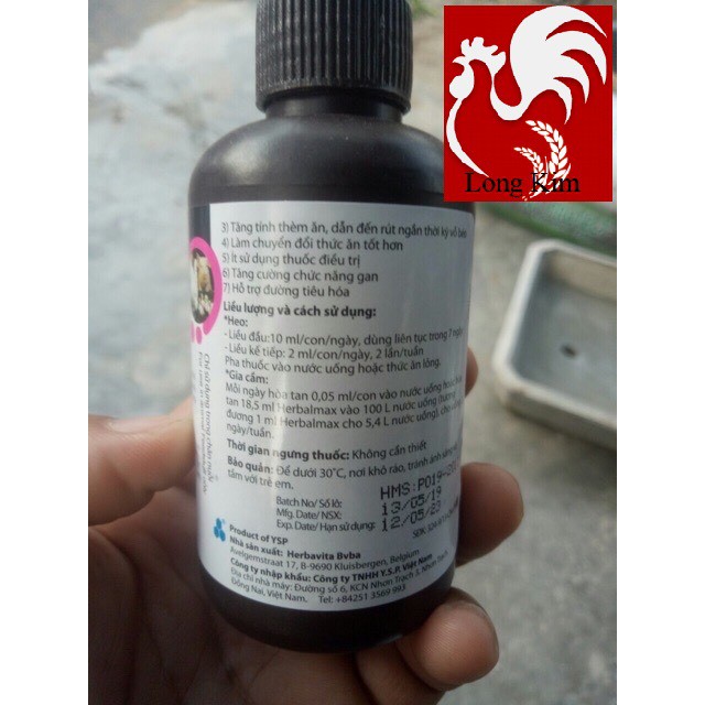 HERBALMAX 100ML - GIẢI ĐỘC TĂNG CƯỜNG CHỨC NĂNG GAN DÀNH CHO GÀ CÒI XƯƠNG CHẬM LỚN