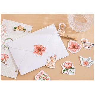 Bộ 45 Sticker Mèo Và Hoa E117