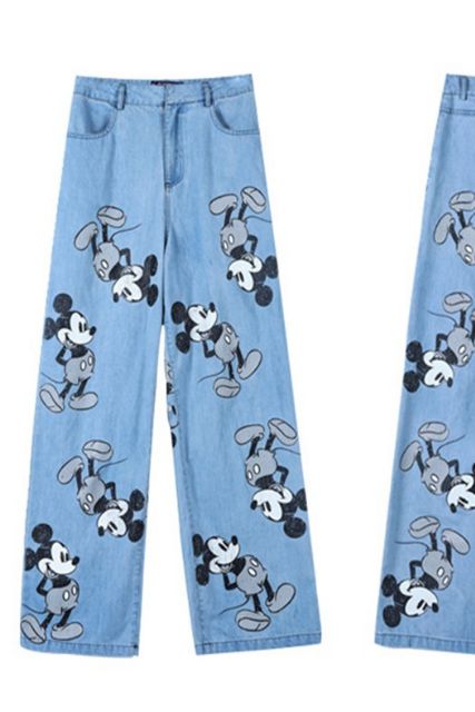 Quần jeans hoạt hình Tom and Jerry chuột Mickey
