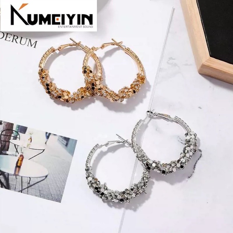 Bông tai,khuyên tai, tròn đính đá vành sang chảnh.bản vip