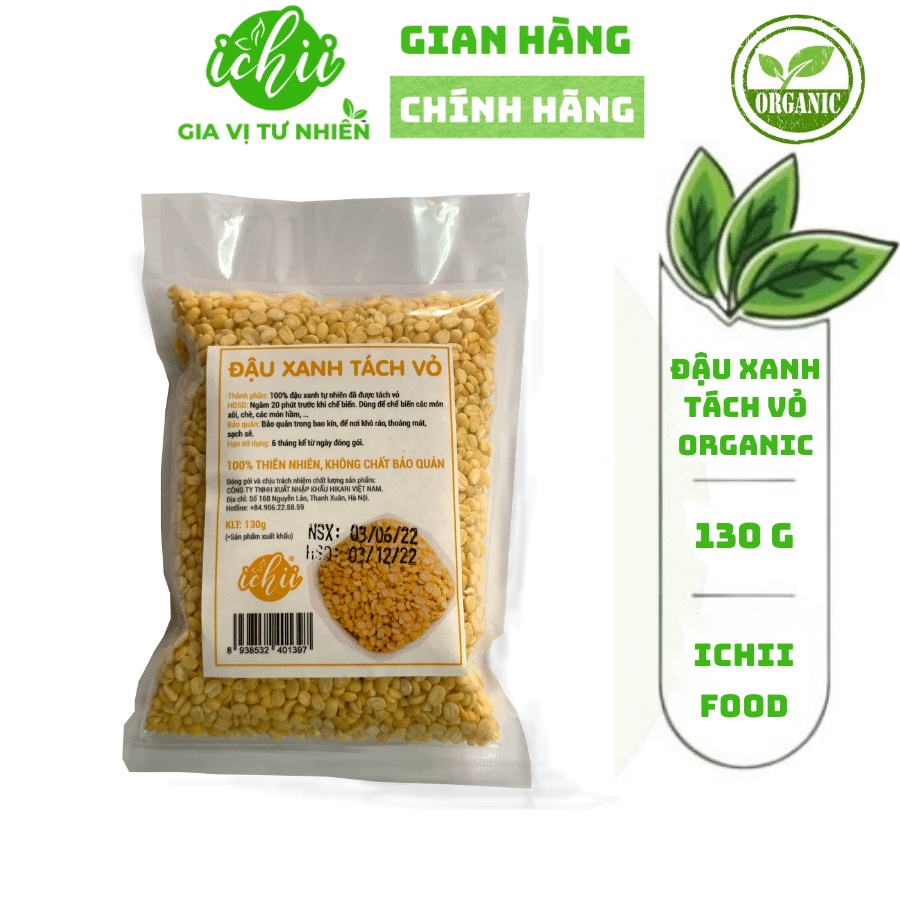 Đậu xanh tách vỏ ORGANIC ICHII, Đậu xanh hưu cơ thích hợp chế biến đồ ăn dặm cho bé gói 500g