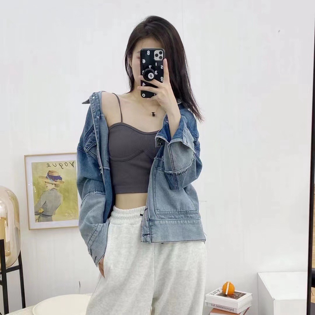 Áo Bra Nữ Quây 2 Dây Mảnh Thun Tăm Tông Màu Tây Siêu Hot Mã A9