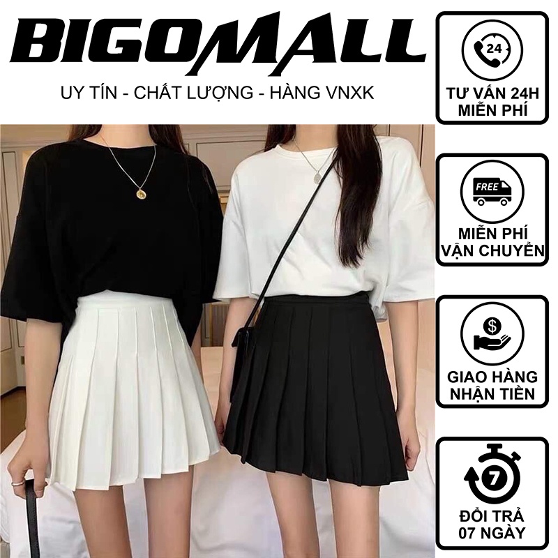 Chân váy xếp ly Tennis dáng ngắn xoè đẹp BIGOMALL - Chân váy tennis chữ A lưng cao chất kaki dày dặn