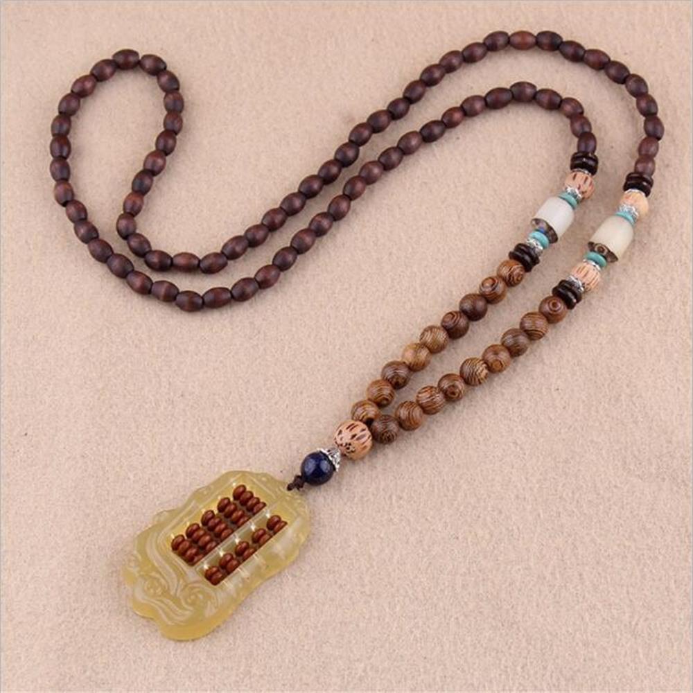 Vòng cổ xỏ hạt gỗ phong cách boho cổ điển thời trang