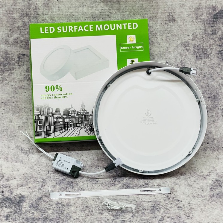 Đèn led ốp trần 12w siêu sáng tròn vuông sáng trắng, Đèn hành lang 12w vuông tròn sáng trắng, Đèn led ốp nổi vuông, tròn