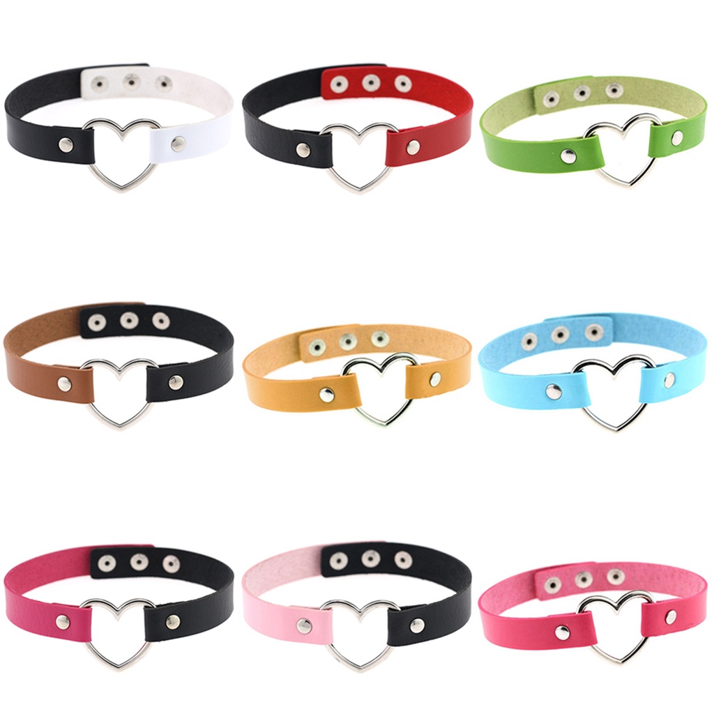 Vòng cổ choker da hình trái tim cá tính trẻ trung dành cho nữ