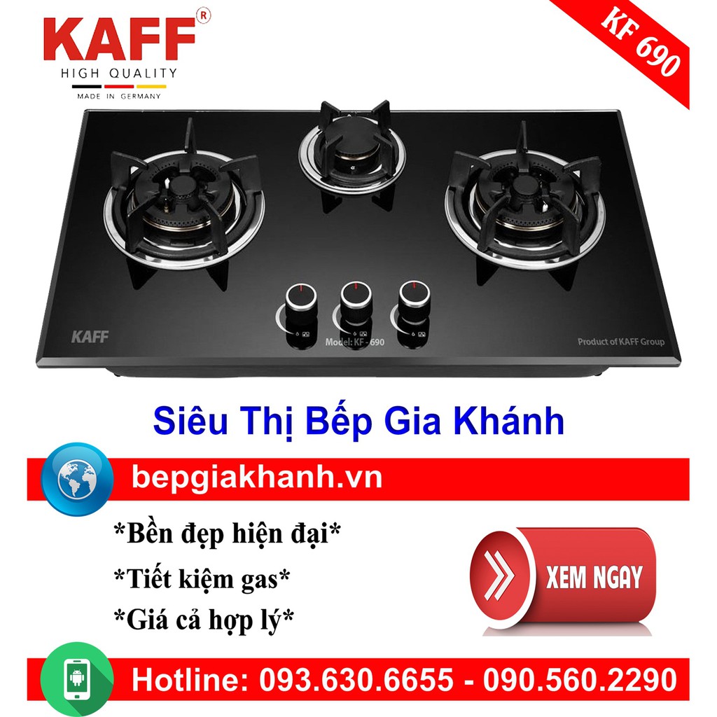 Bếp gas âm Kaff KF 690, bếp gas, bếp gas âm, bếp gas mini, bếp gas hồng ngoại, bếp gas đơn