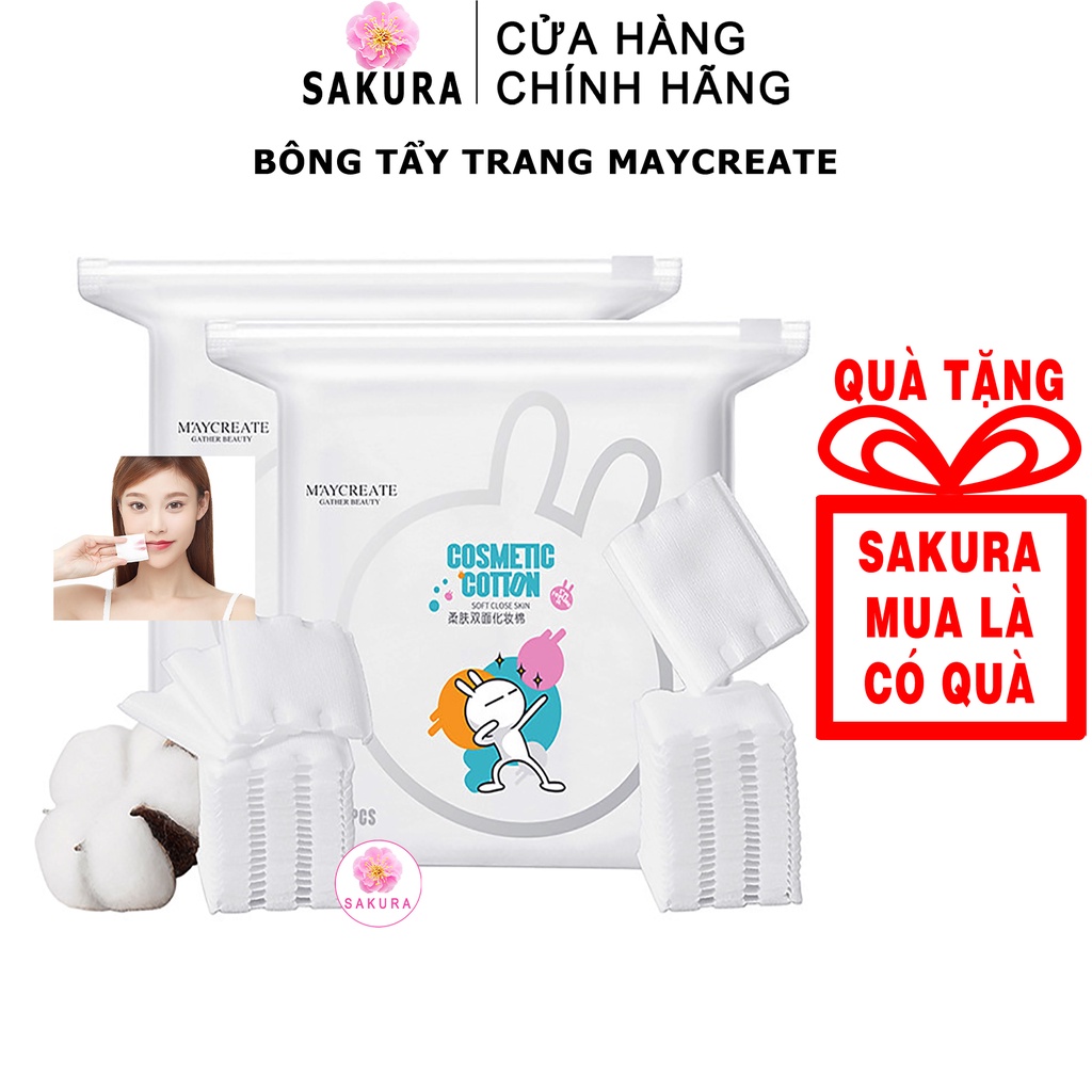 Bông Tẩy Trang Nội Địa Trung 3 Lớp Cotton Pads Maycreate Mềm Mịn 222 Miếng 150 Miếng 230 Miếng Lameila SAKURA