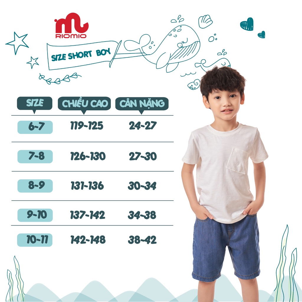 Quần short jean bé trai Riomio Chất liệu 100% sợi cotton tencel chuẩn Mỹ, thấm hút mồ hôi, siêu mềm nhẹ -RM082