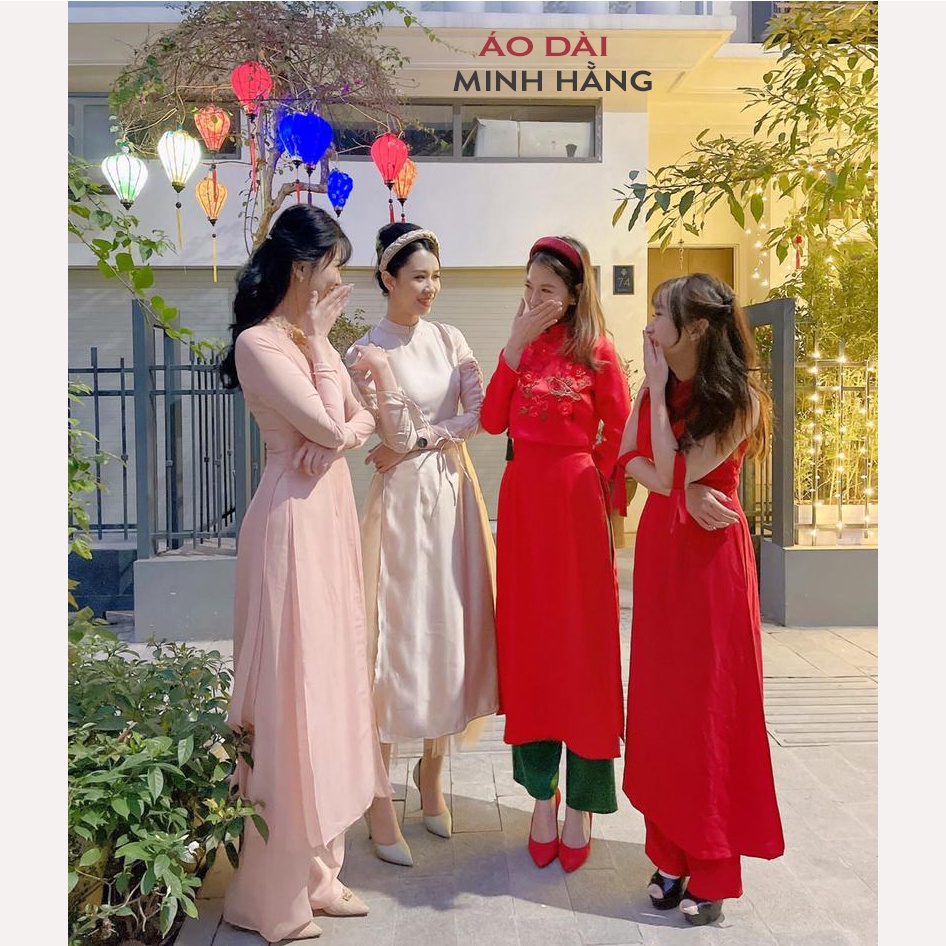 Áo Dài Cách Tân 4 Tà Xẻ Cách Điệu Đính Đá Mẫu Thiết Kế Mita Siêu Hot_ Áo Đai Minh Hằng