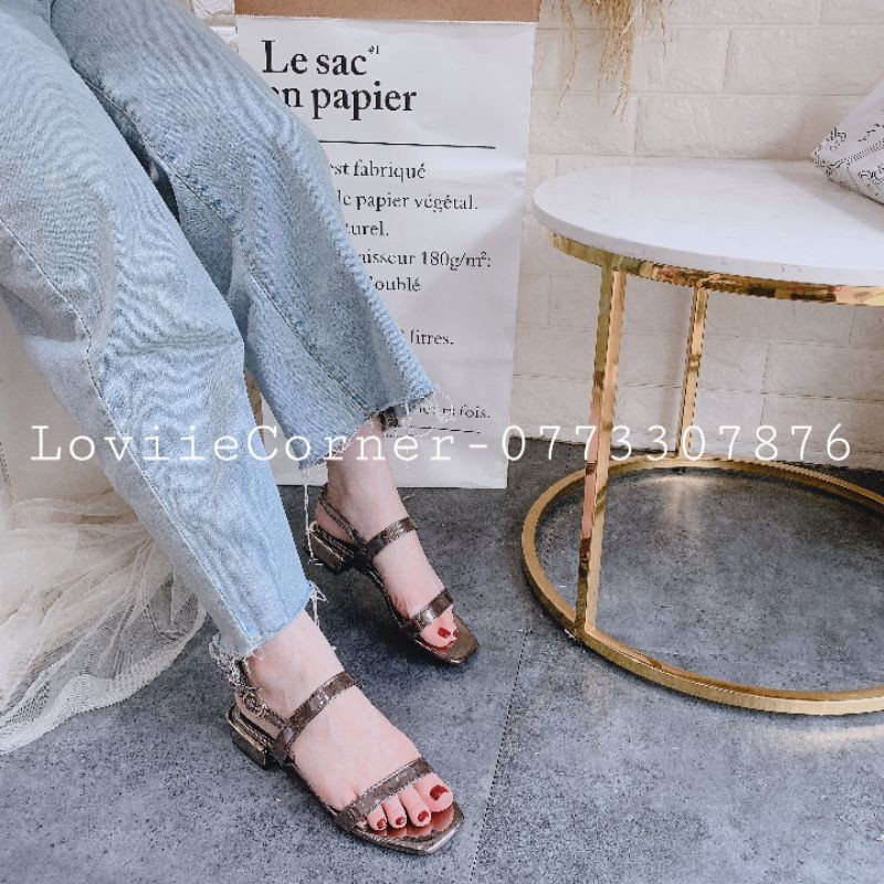 GIÀY SANDAL CAO GÓT LOVIIECORNER - SANDAL QUAI MẢNH GÓT VUÔNG HIỆN ĐẠI  5CM G190209