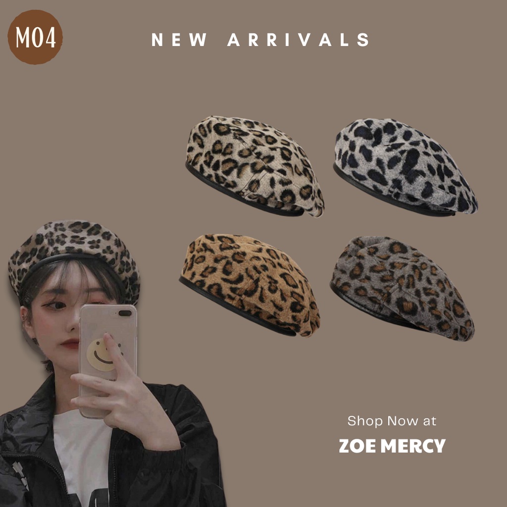 [SẴN]-Nón/Mũ nồi dạ họa tiết da beo phong cách Ulzzang(M04)